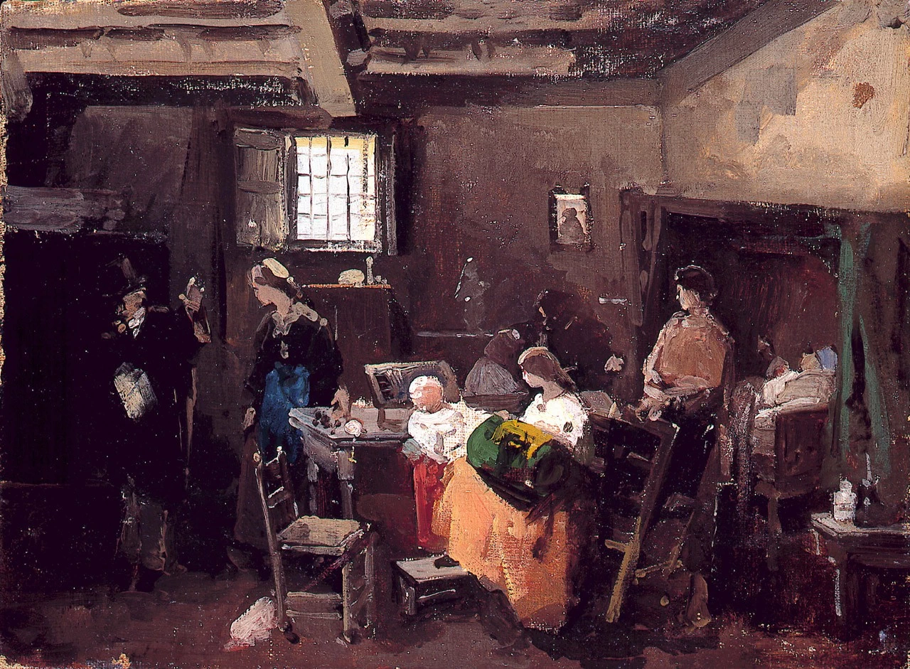 Scena di vita milanese in un interno - bozzetto, Collezione Intesa San Paolo